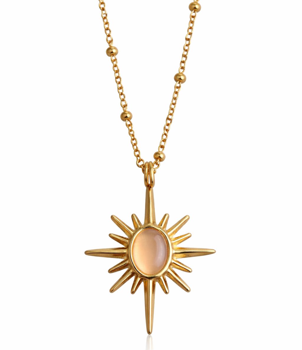 Gold-Tone Sunburst Pendant Necklace for Women