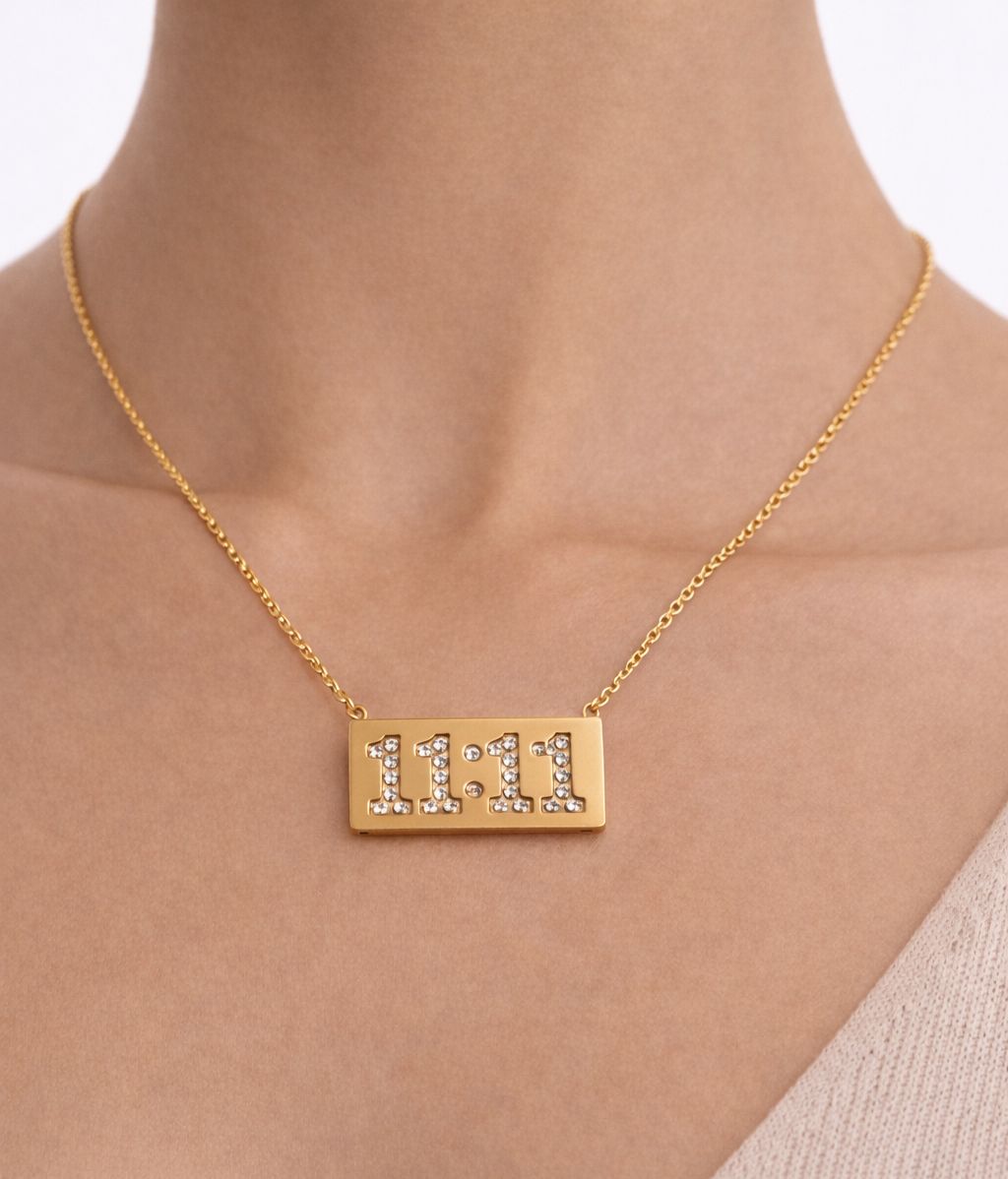 Lucky Chain 11:11 Gold-Tone Number Pendant Necklace for Women