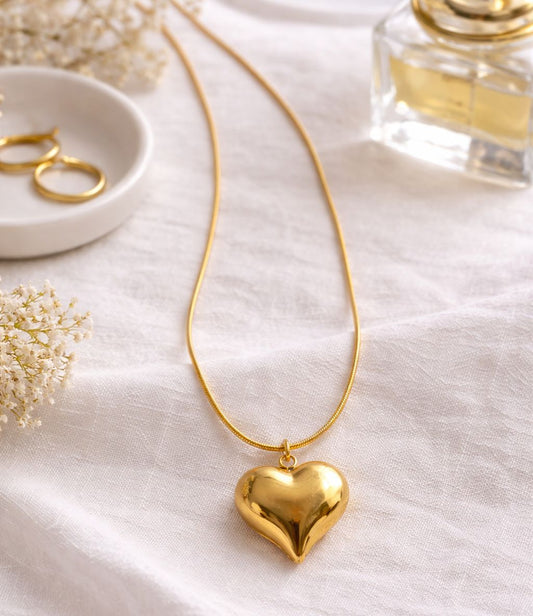 Gold-Tone Heart Pendant Necklace for Women