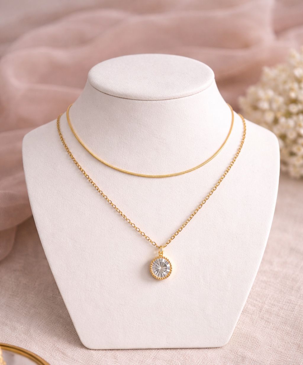 Gold Finish Double Layer Coin Pendant Necklace for Women | Stainless Steel | Anti Tarnish